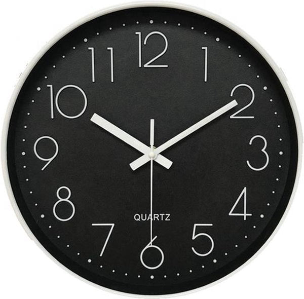 Keukenklok Sara zwart wit 30cm- wandklok stil uurwerk - muurklok