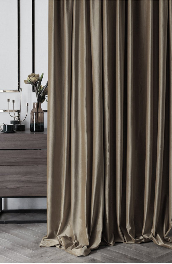Curtains Brown Velvet Ready-made 290x245cm