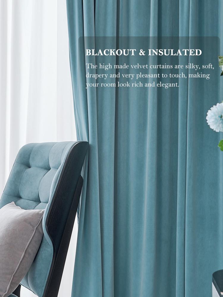 Curtains Turquoise Velvet Ready-made 140x225cm