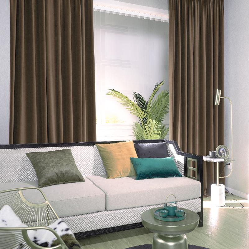 Curtains Brown Velvet Ready-made 140x225cm