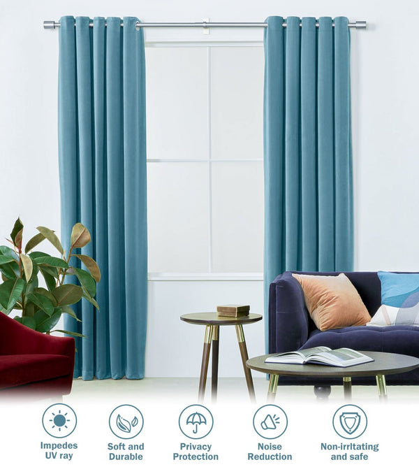 Curtains Turquoise Velvet Ready-made 290x245cm