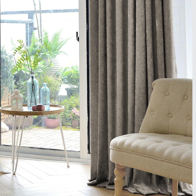 Curtains Taupe Chenille Ready-made 290x245cm