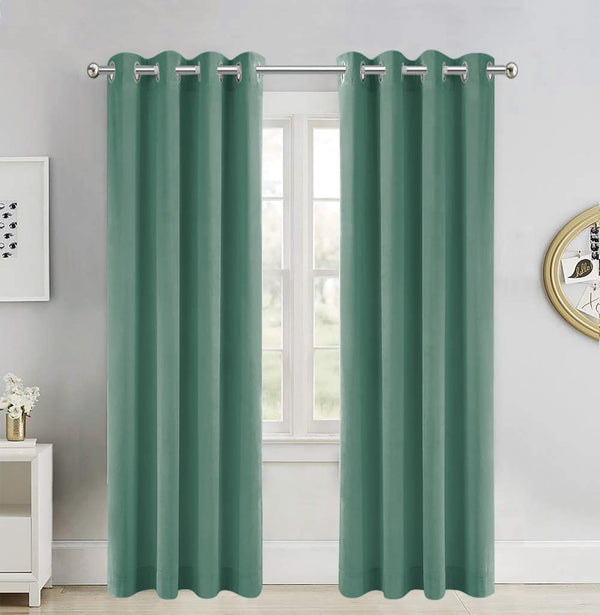 Curtains Green Velvet Ready-made 290x270cm