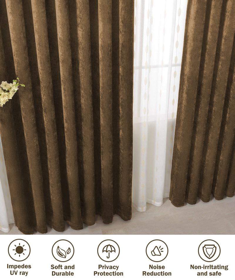 Curtains Brown Chenille Ready-made 290x270cm