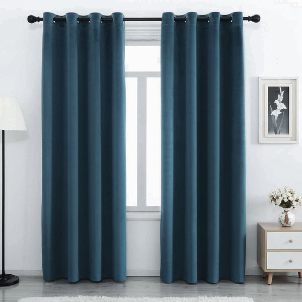 Curtains Dark Blue Velvet Ready-made 290x270cm