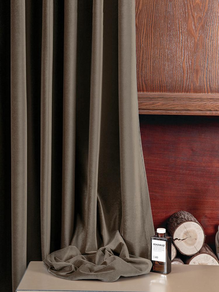 Curtains Brown Velvet Ready-made 140x175cm
