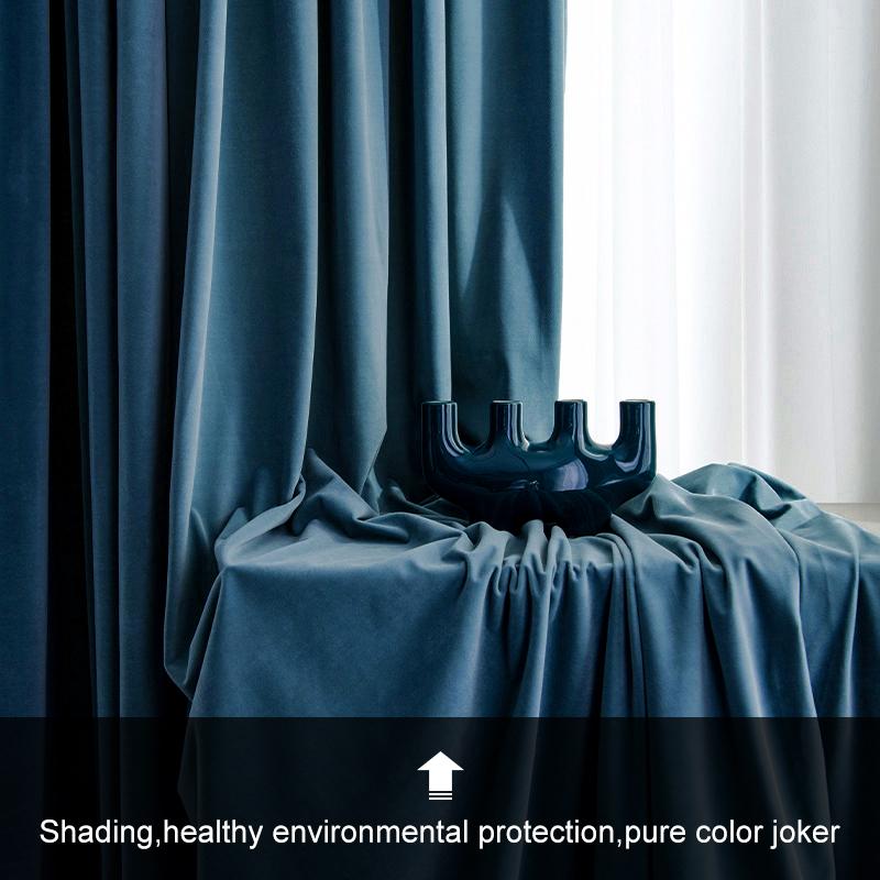 Curtains Dark Blue Velvet Ready-made 290x270cm