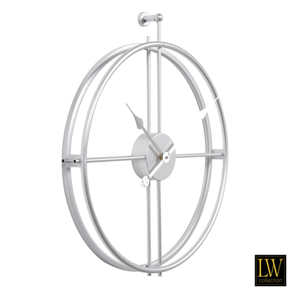 Wandklok Alberto zilver 62cm - Wandklok modern - Stil uurwerk - Industriële wandklok