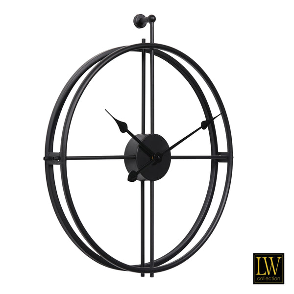 Wall clock Alberto black 42cm - Wall clock modern - Silent clockwork - Industrial wall clock