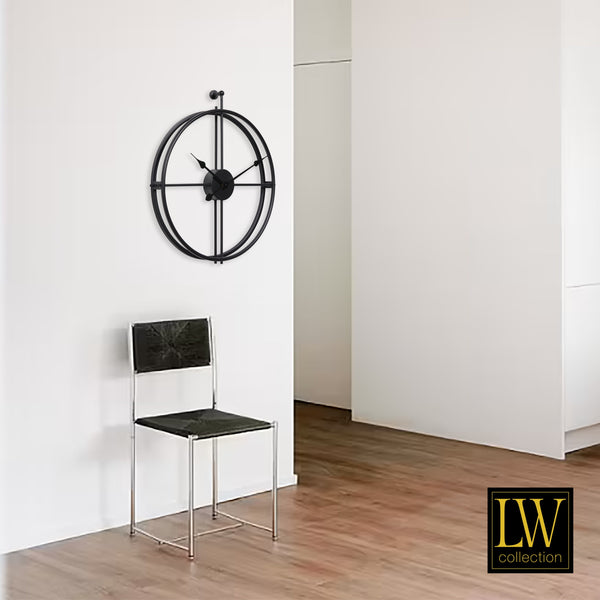 Wall clock Alberto black 42cm - Wall clock modern - Silent clockwork - Industrial wall clock