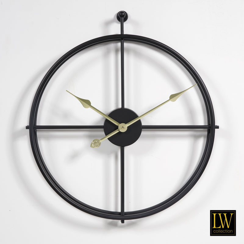 Horloge Alberto noire avec aiguilles dorées 52cm