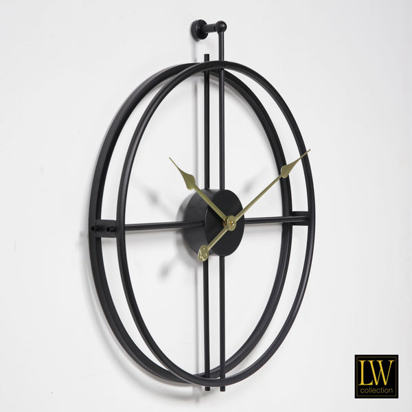 Horloge Alberto noire avec aiguilles dorées 52cm