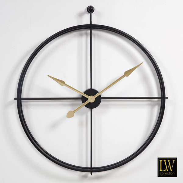 Uhr XL Alberto schwarz mit goldenen Zeigern 80cm