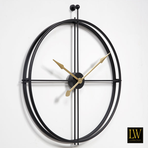 Uhr XL Alberto schwarz mit goldenen Zeigern 80cm