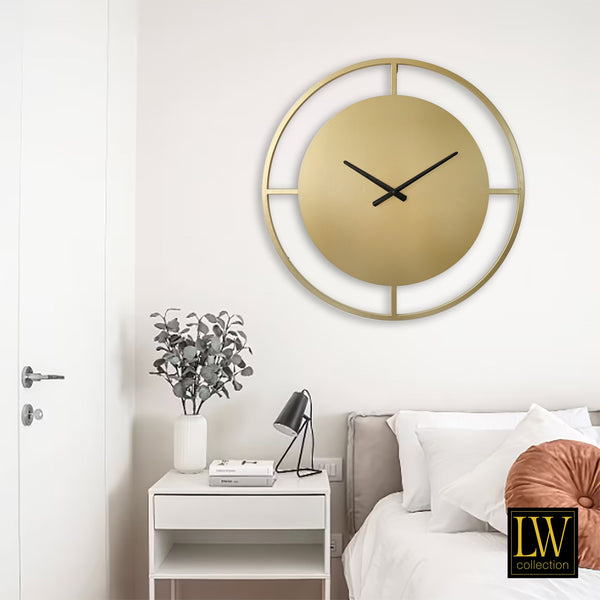 Wall clock Danial gold 80cm - Wall clock modern - Silent clockwork - Industrial wall clock