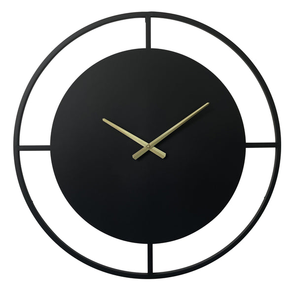 Wall clock Danial black gold 80cm - Wall clock modern - Silent clockwork - Industrial wall clock
