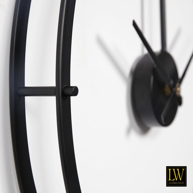 Wandklok Denzel Zwart 82cm - Wandklok modern - Stil uurwerk - industriële wandklok