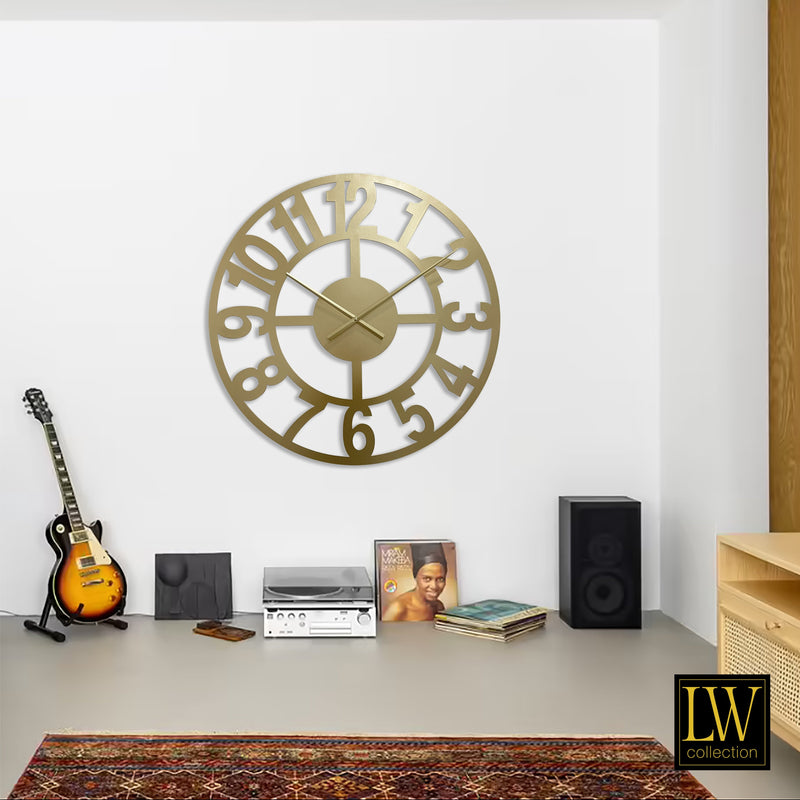 Wandklok Jannah goud 60cm - Wandklok modern - Stil uurwerk - Industriële wandklok