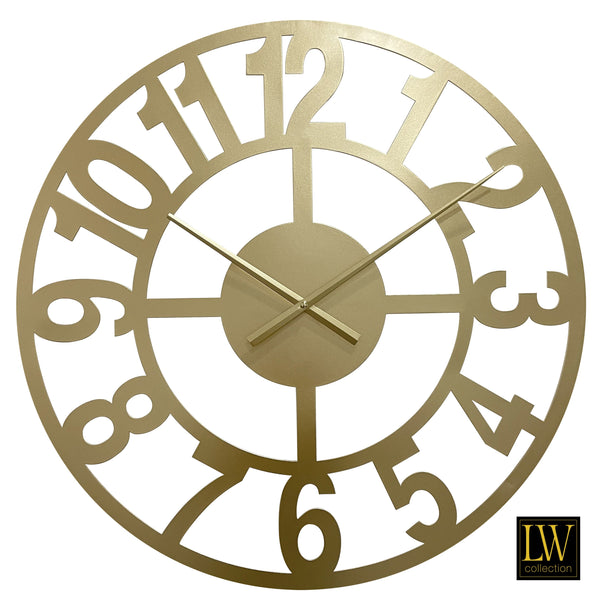 Wandklok Jannah goud 60cm - Wandklok modern - Stil uurwerk - Industriële wandklok