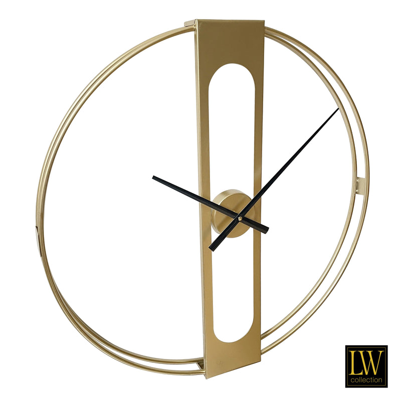 Wandklok Jayden goud 60cm - Wandklok modern - Stil uurwerk - Industriële wandklok