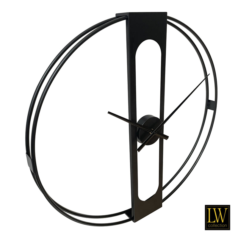 Wandklok Jayden zwart 80cm - Wandklok modern - Stil uurwerk - Industriële wandklok