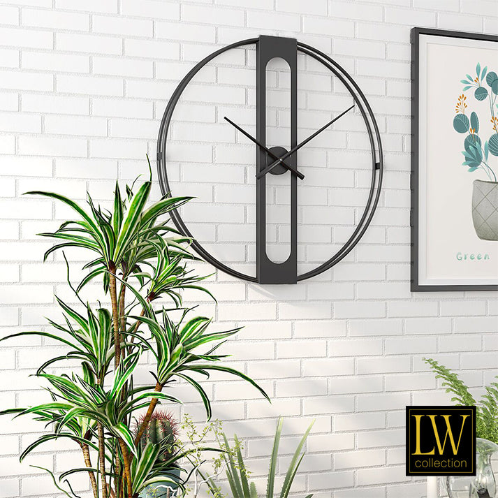 Wandklok Jayden zwart 60cm - Wandklok modern - Stil uurwerk - Industriële wandklok