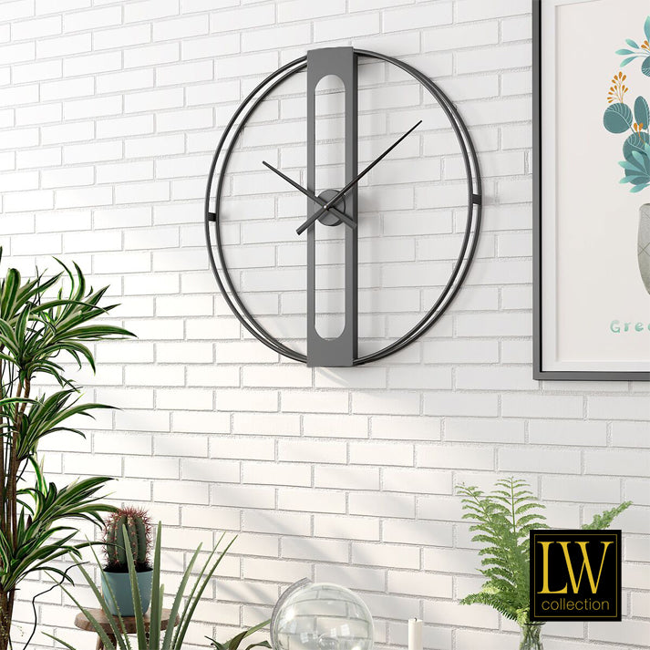 Wandklok Jayden zwart 60cm - Wandklok modern - Stil uurwerk - Industriële wandklok