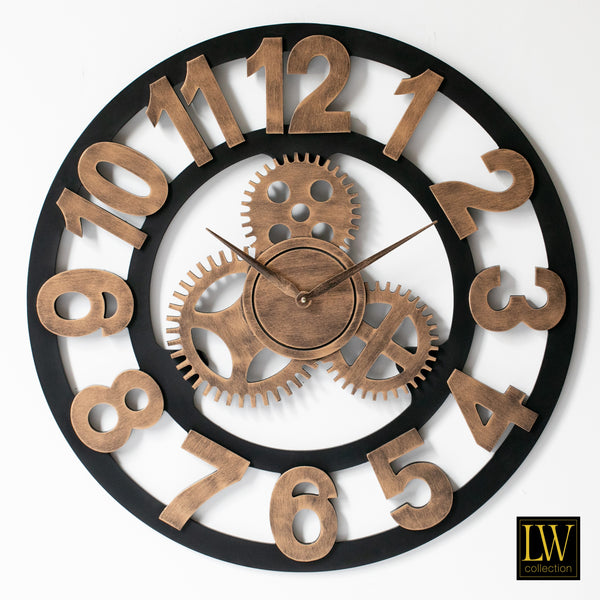 Horloge XL Levi bronze chiffres 80cm