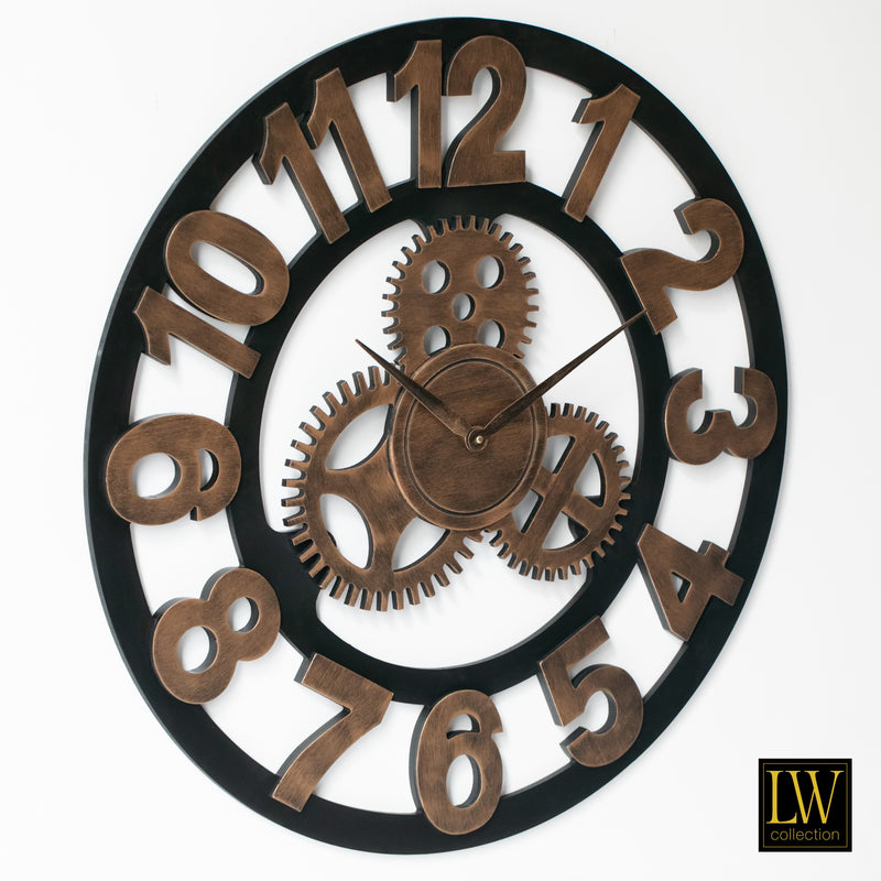 Horloge XL Levi bronze chiffres 80cm
