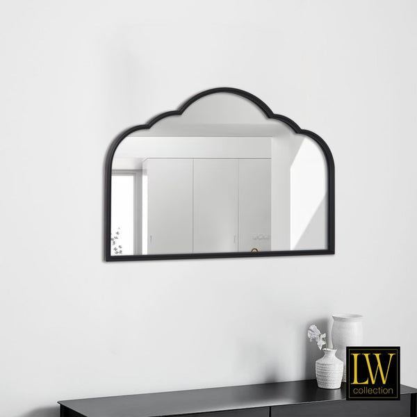 Wall mirror black semicircular 81x53 cm metal