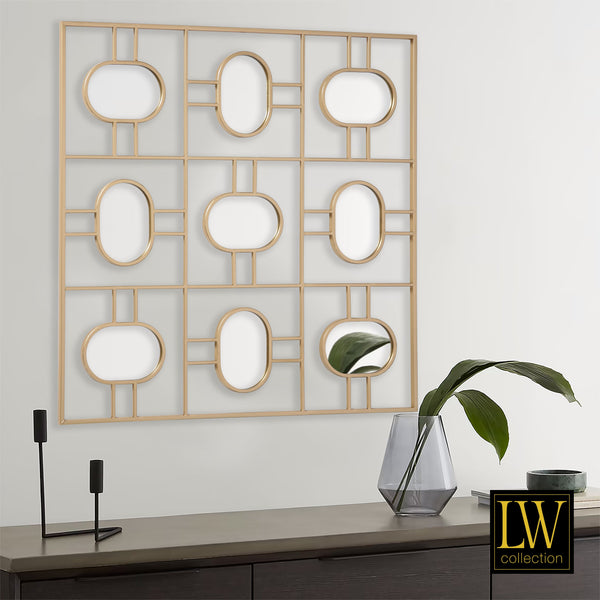 Wall mirror gold square 80x80 cm metal