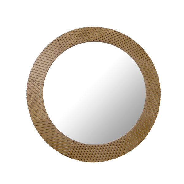 Wall mirror brown round 60x60 cm wood