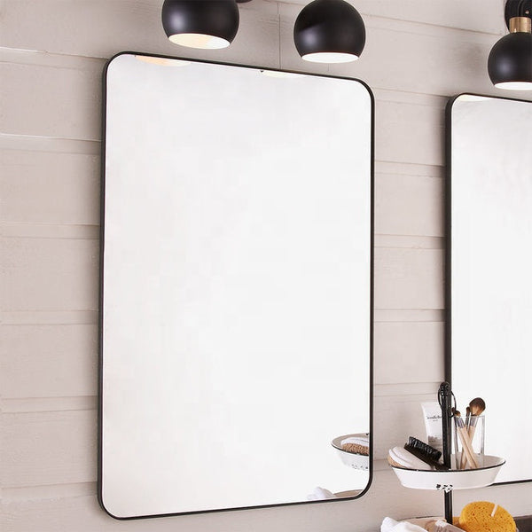 Wall mirror black rectangle 61x91 cm metal