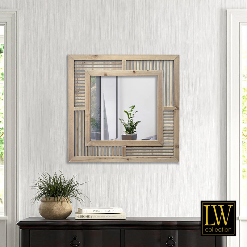 Wandspiegel braun quadratisch 60x60 cm Holz