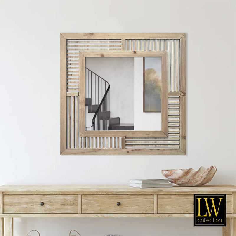 Wandspiegel braun quadratisch 60x60 cm Holz