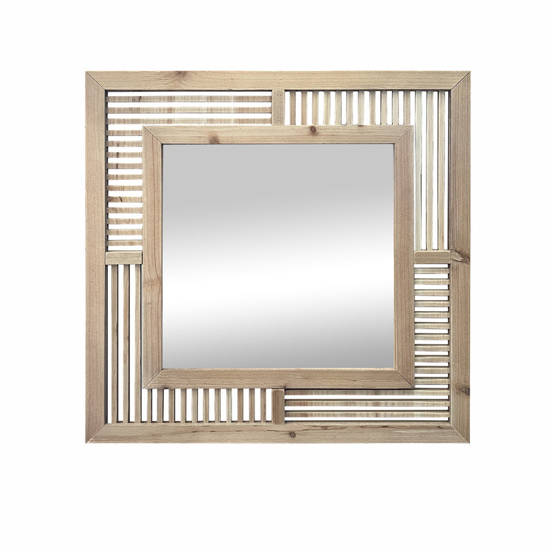 Miroir mural marron carré 60x60 cm bois