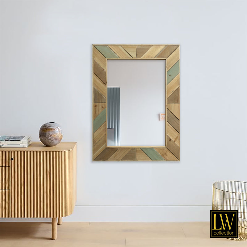 Miroir mural brun rectangle 60x80 cm bois