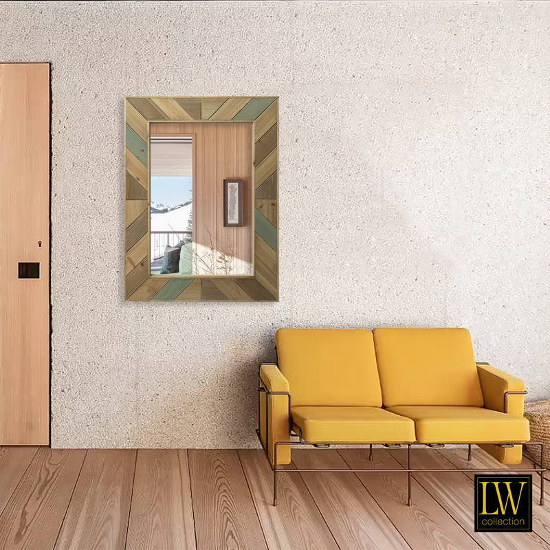Miroir mural brun rectangle 60x80 cm bois