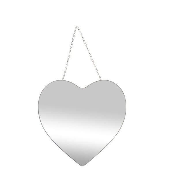 Wall mirror heart silver with rope 40x61 cm metal