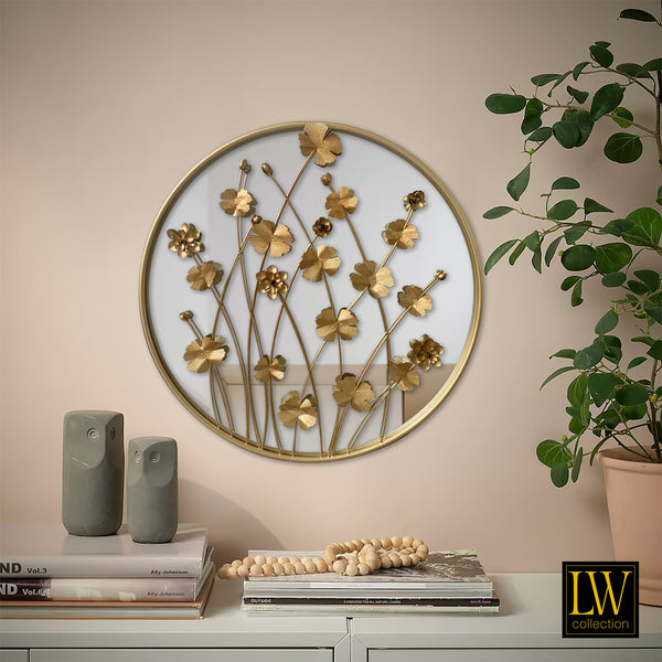 Wall mirror gold round 71x71 cm metal