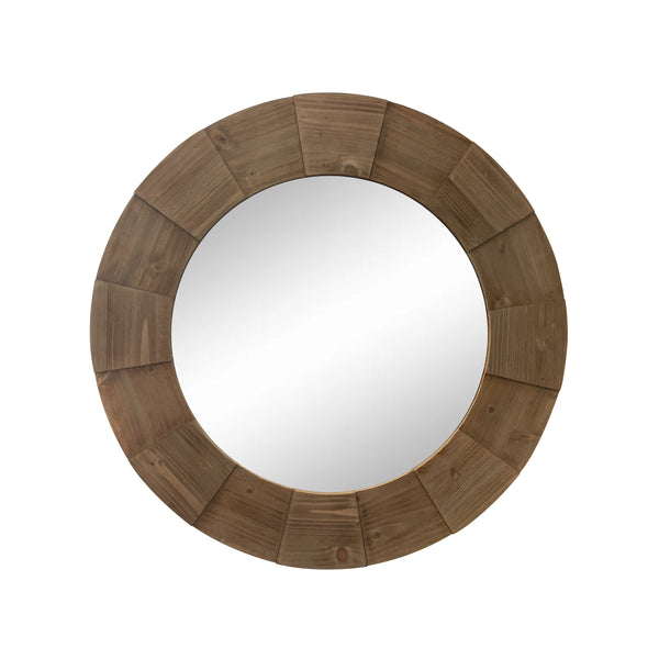 Wandspiegel bruin rond 80x80 cm hout