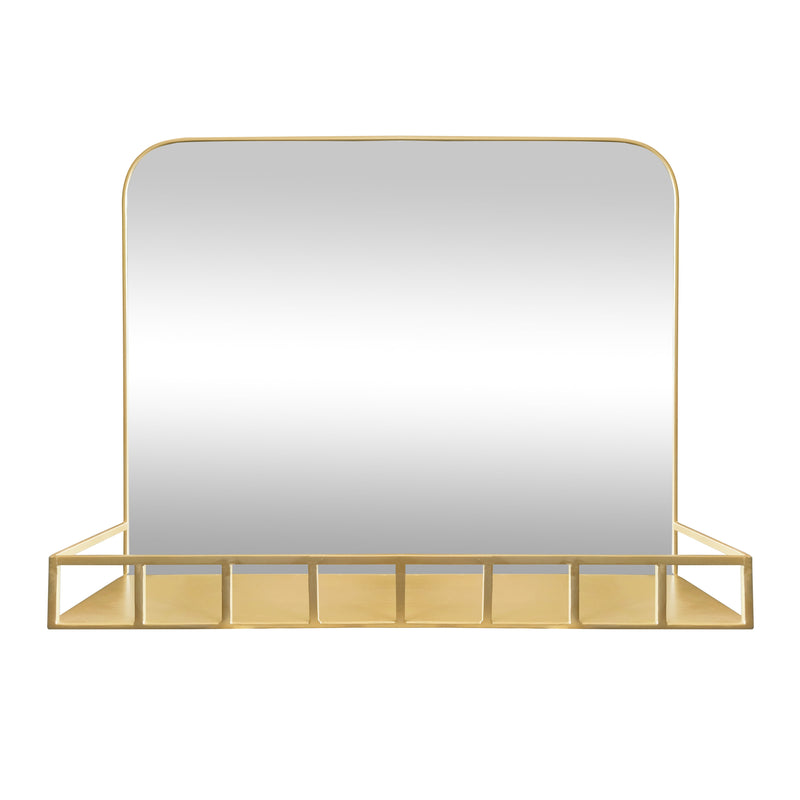 Wall mirror with shelf gold 63x50 cm metal