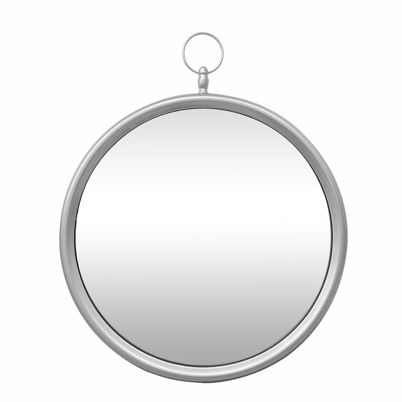 Wall mirror with hook silver round 60x79 cm metal