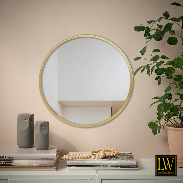 Miroir mural doré rond 60x60 cm métal