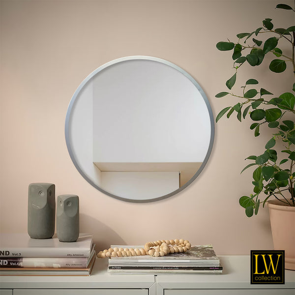 Miroir mural argent rond 60x60 cm métal