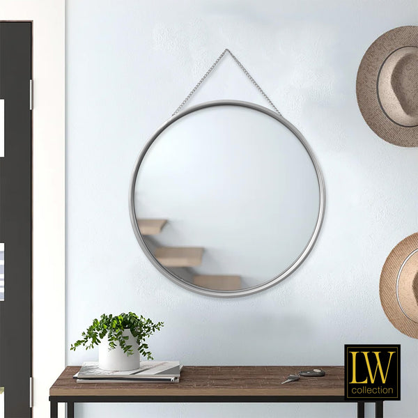 Wall mirror with rope silver round 50x50 cm metal