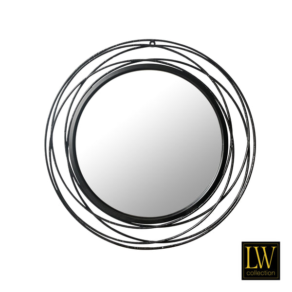 Wall mirror black round 60x60 cm metal