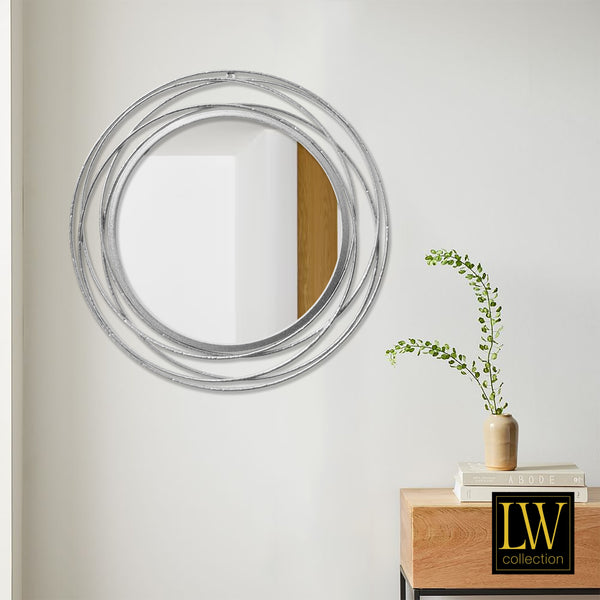 Wandspiegel zilver rond 60x60 cm metaal