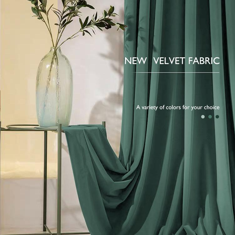 Curtains Green Velvet Ready to use 140x175cm