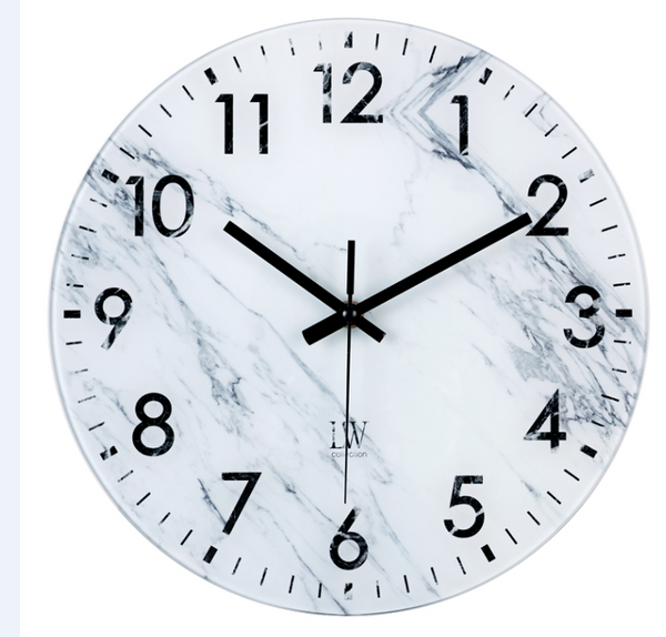 Keukenklok Abel wit marmer 30cm - Wandklok stil uurwerk